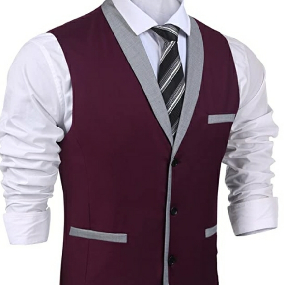 Men's Suit Vest Slim Fit Business Wedding Vest - Picture 2 of 3
